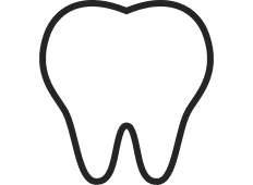 Simple black outline of a tooth on a white background.